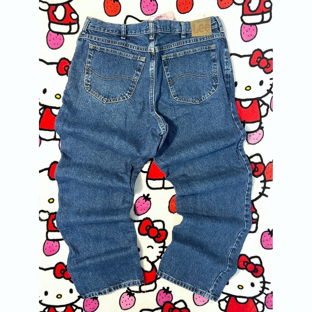 Lee Regular Fit Straight Leg Jeans Mens Medium-Wash Blue Denim Pants Classic